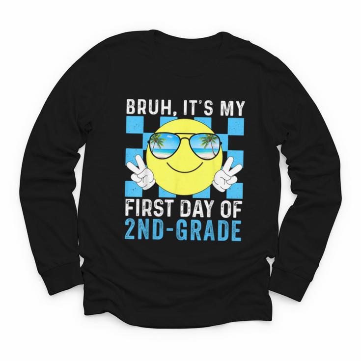 Bruh It's My First Day Of 2nd-Grade Back To School Kids Boys Youth Long Sleeve Tee