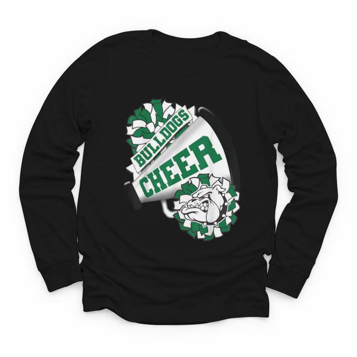 Bulldogs Cheerleading Back To School Cheer Team Spirit Green Youth Long Sleeve Tee