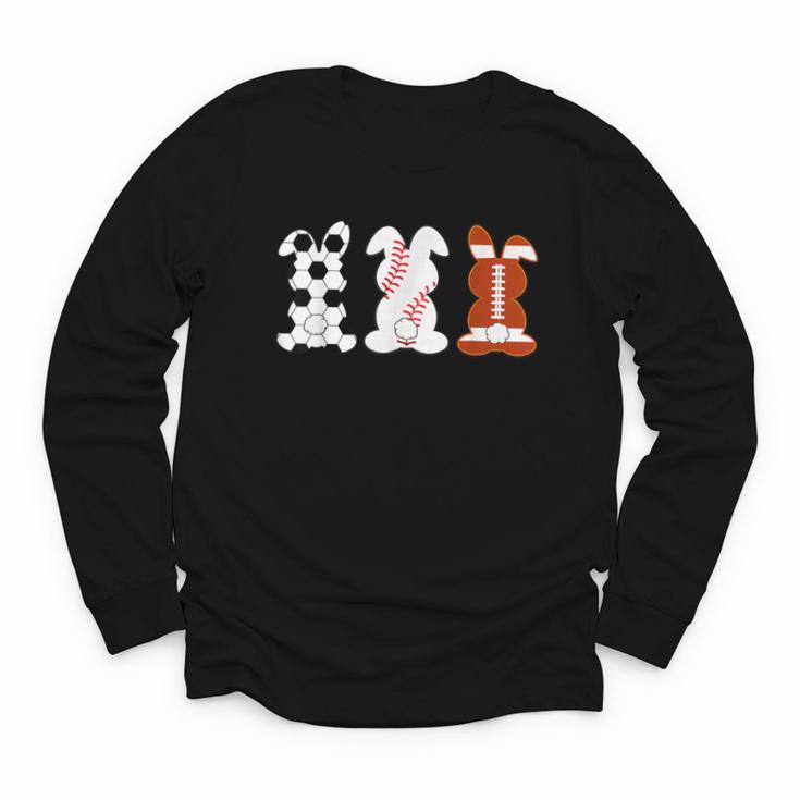 Bunny Football Baseball Sport Easter Day Youth Long Sleeve Tee