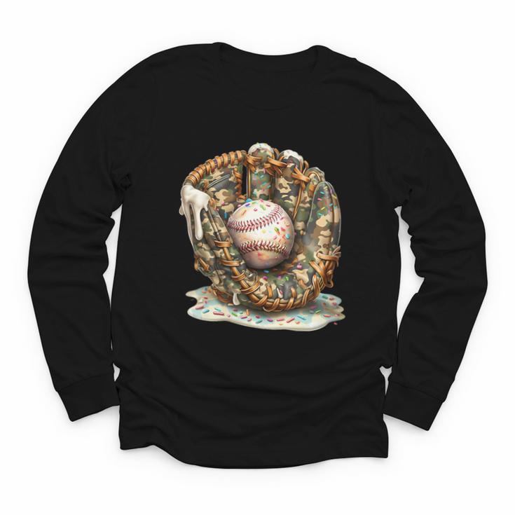 Camo Baseball Gloves Lifestyle 101 Apparel Drip Ice Cream Youth Long Sleeve Tee