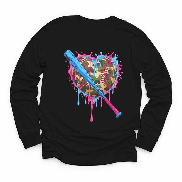 Camo Baseball Heart Drip Valentine Baseball Icecream Boys Youth Long Sleeve Tee