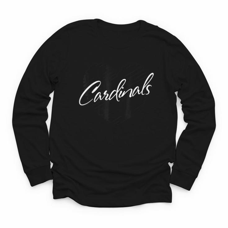 Cardinals Heart Back To School Spirit Youth Long Sleeve Tee