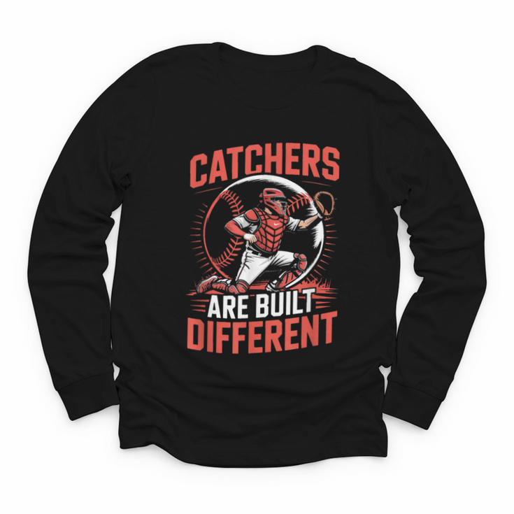 Catchers Are Built Different Baseball Catcher Youth Long Sleeve Tee