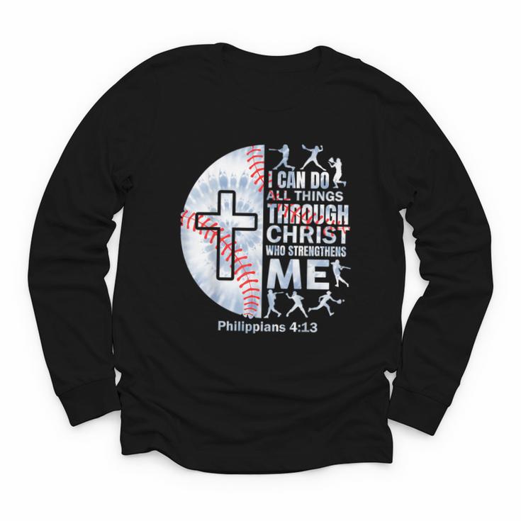 Christian Baseball Men Boy Player Team Religious Philippians Youth Long Sleeve Tee