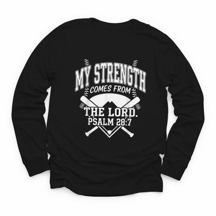 Christian Baseball My Strength Comes From The Lord Baseball Youth Long Sleeve Tee