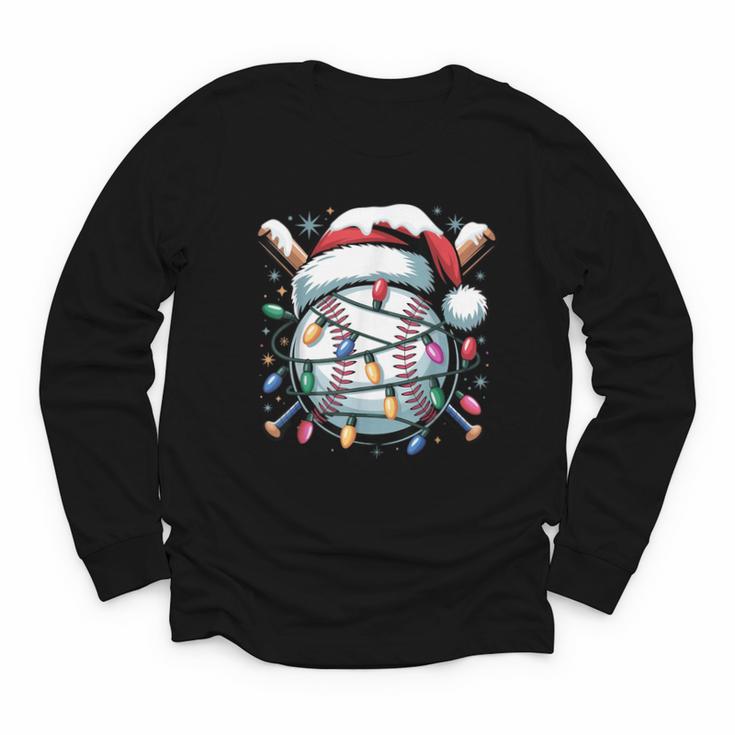 Christmas Baseball Boy Youth Kid Men Santa Hat Xmas Baseball Youth Long Sleeve Tee