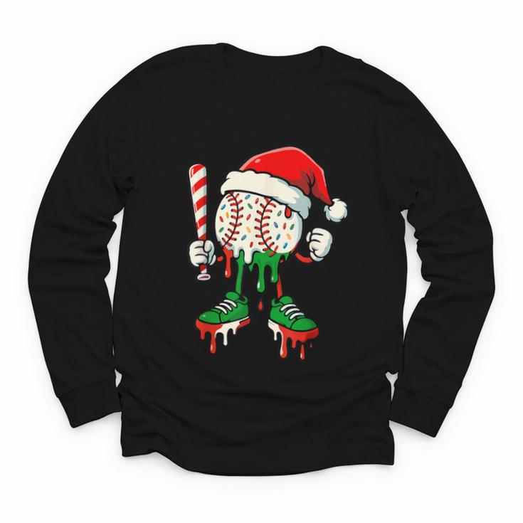 Christmas Baseball Drip For Boys Ice Cream Drip Baseball Youth Long Sleeve Tee