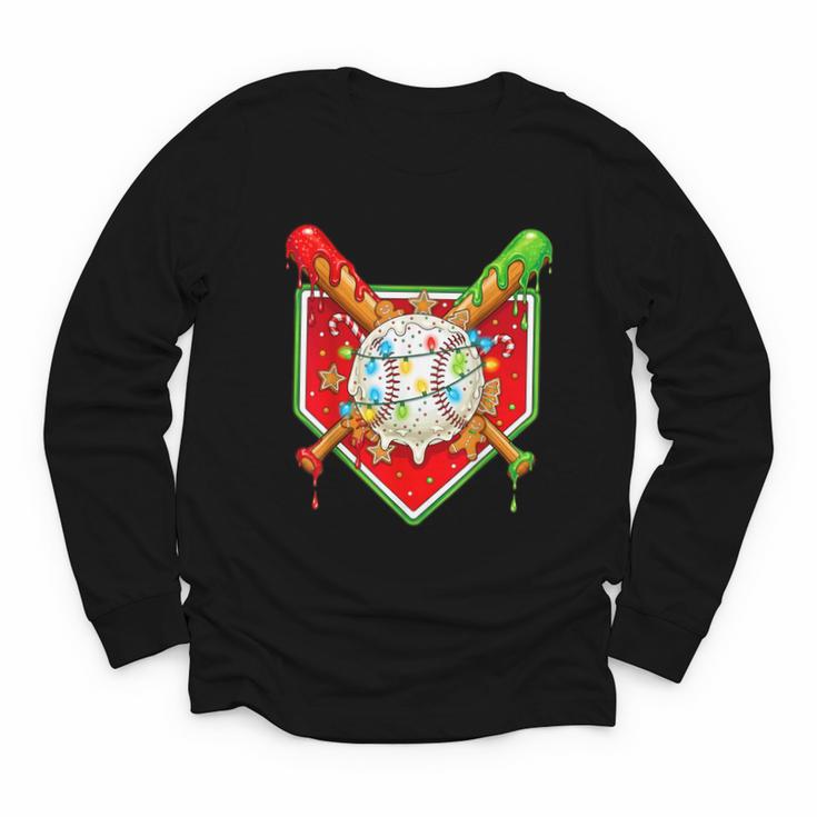 Christmas Baseball Ice Cream Drip Men Women Kids Youth Long Sleeve Tee