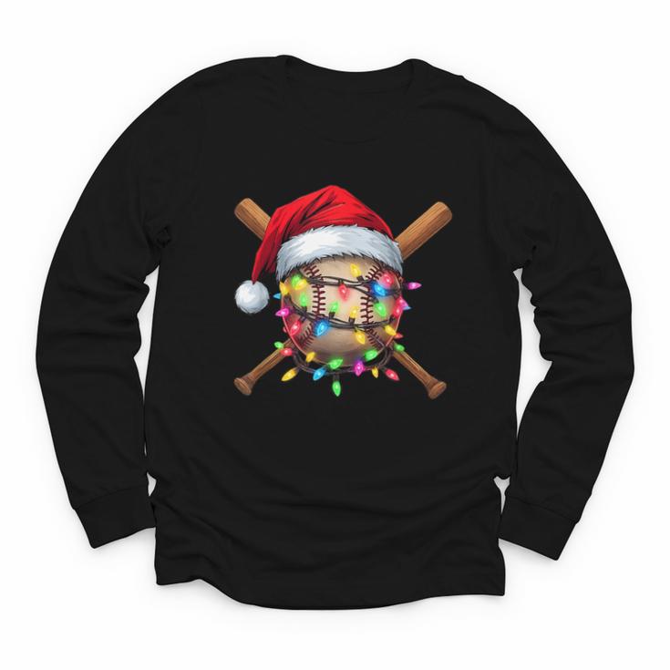 Christmas Baseball Pajama Santa For Men Boys Girls Kids Xmas Youth Long Sleeve Tee