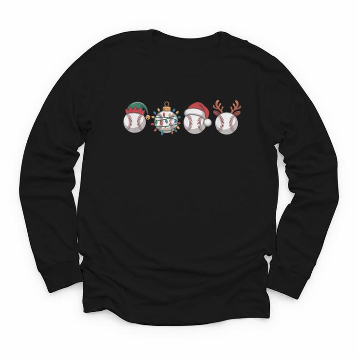Christmas Baseball Player X-Mas Balls Youth Long Sleeve Tee