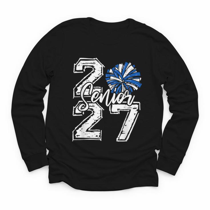 Class Of 2027 Cheer Blue Senior 2027 Back To School Youth Long Sleeve Tee