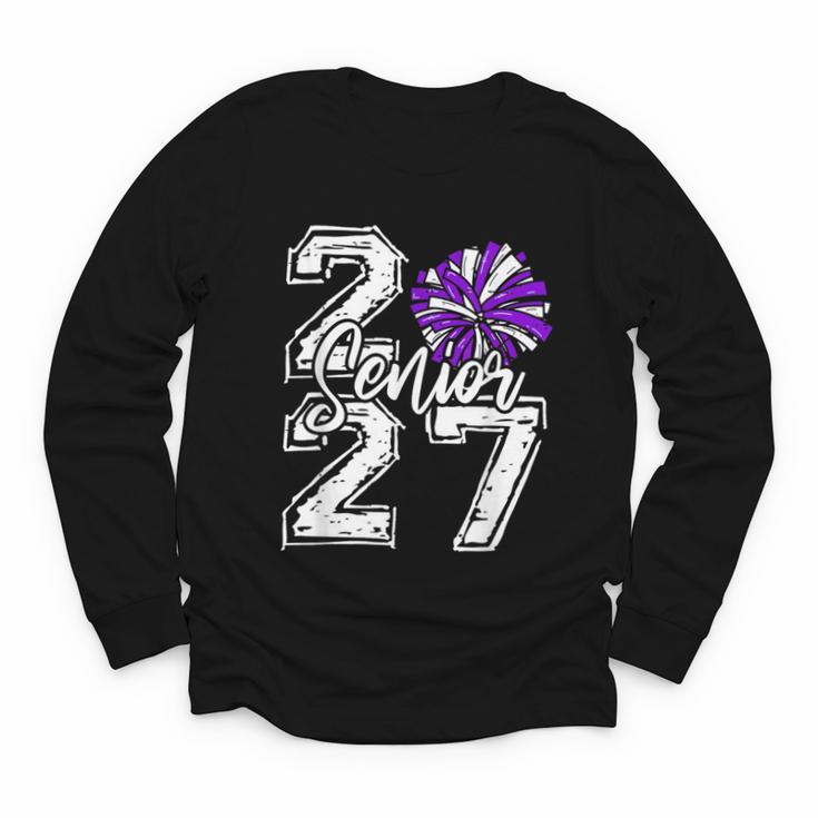 Class Of 2027 Cheer Purple Senior 2027 Back To School Youth Long Sleeve Tee