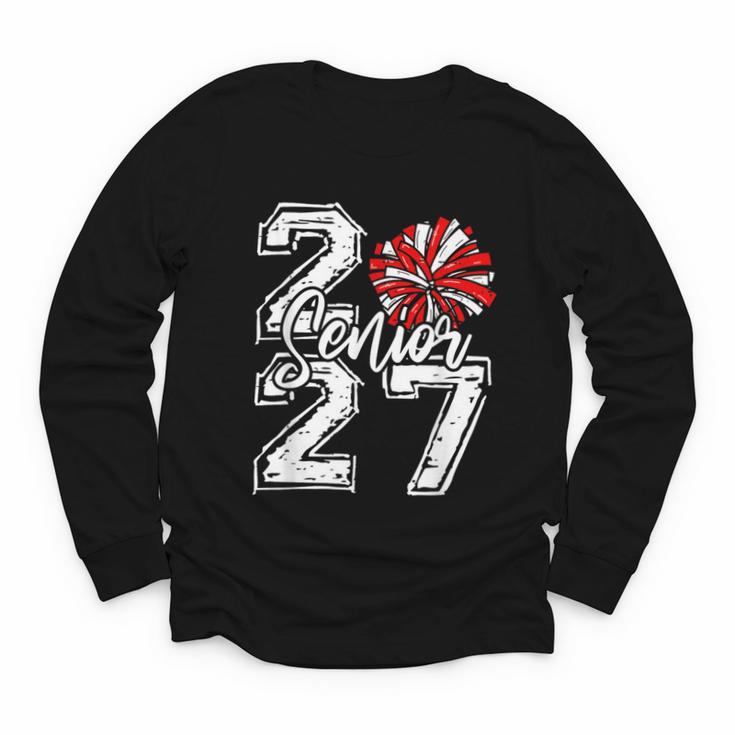 Class Of 2027 Cheer Red Senior 2027 Back To School Youth Long Sleeve Tee