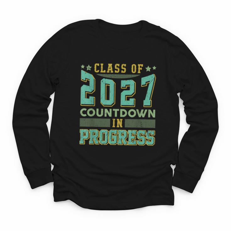 Class Of 2027 Countdown In Progress Fun Back To School Retro Youth Long Sleeve Tee