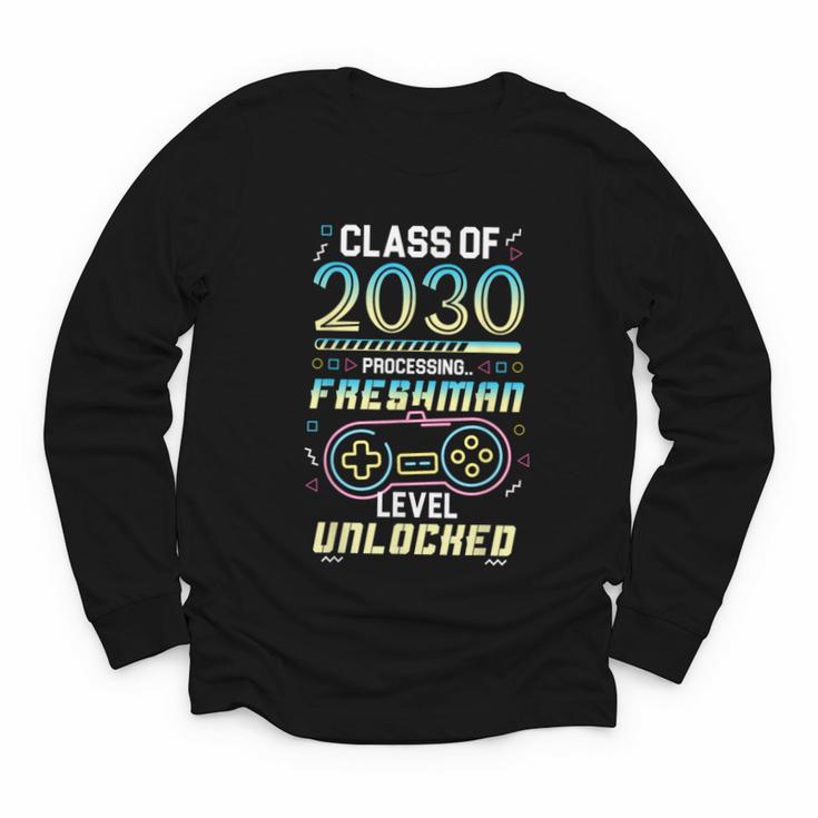 Class 2030 Gaming Freshman Level Unlocked Back To School Youth Long Sleeve Tee