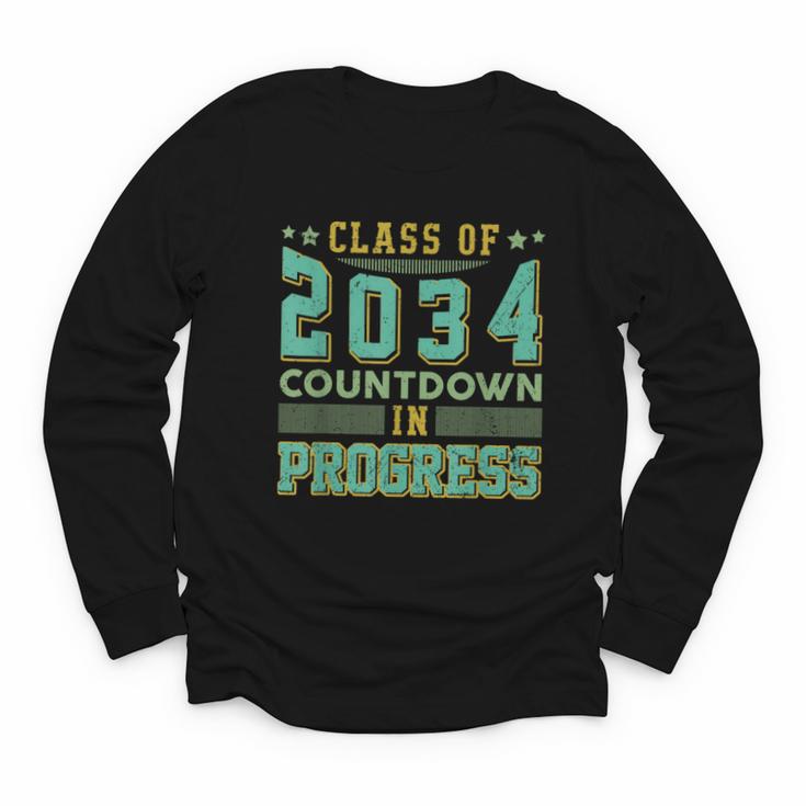 Class Of 2034 Countdown In Progress Fun Back To School Retro Youth Long Sleeve Tee