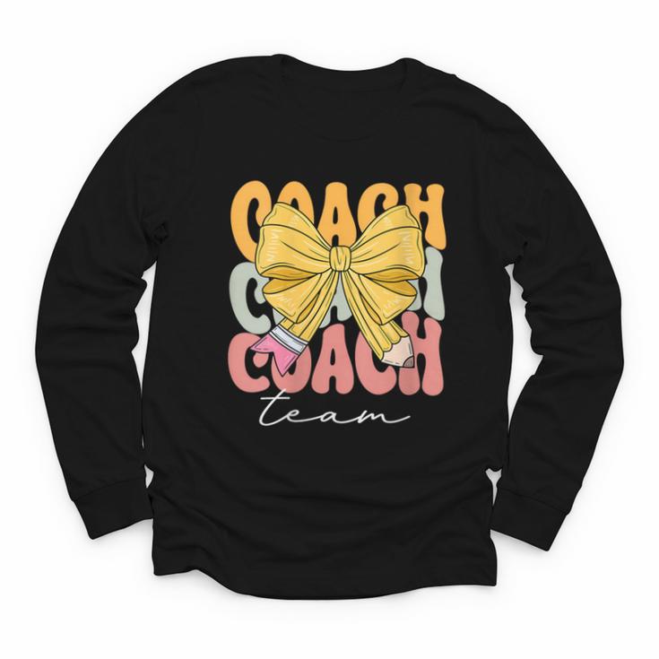 Coach Team Groovy Coquette Bow Cute Back To School Youth Long Sleeve Tee