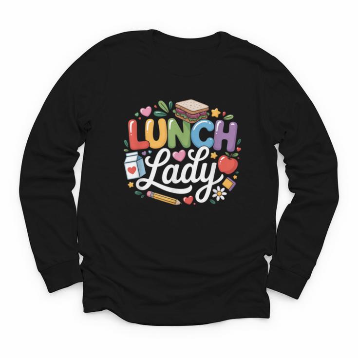 Colorful Lunch Lady Appreciation Retro Back To School Youth Long Sleeve Tee