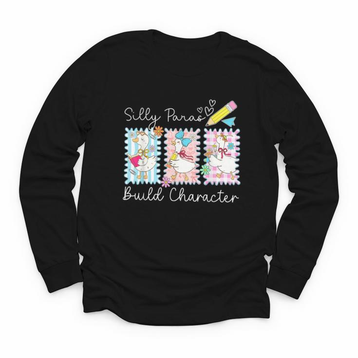 Coquette Back To School Silly Paras Build Character Youth Long Sleeve Tee