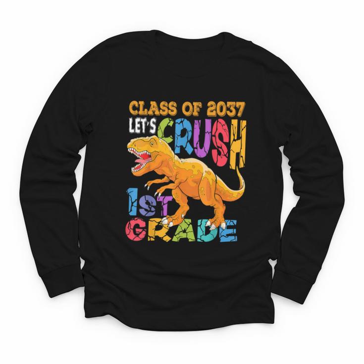 Crush 1st Grade Dinosaur Back To School Class Of 2037 Boy Youth Long Sleeve Tee