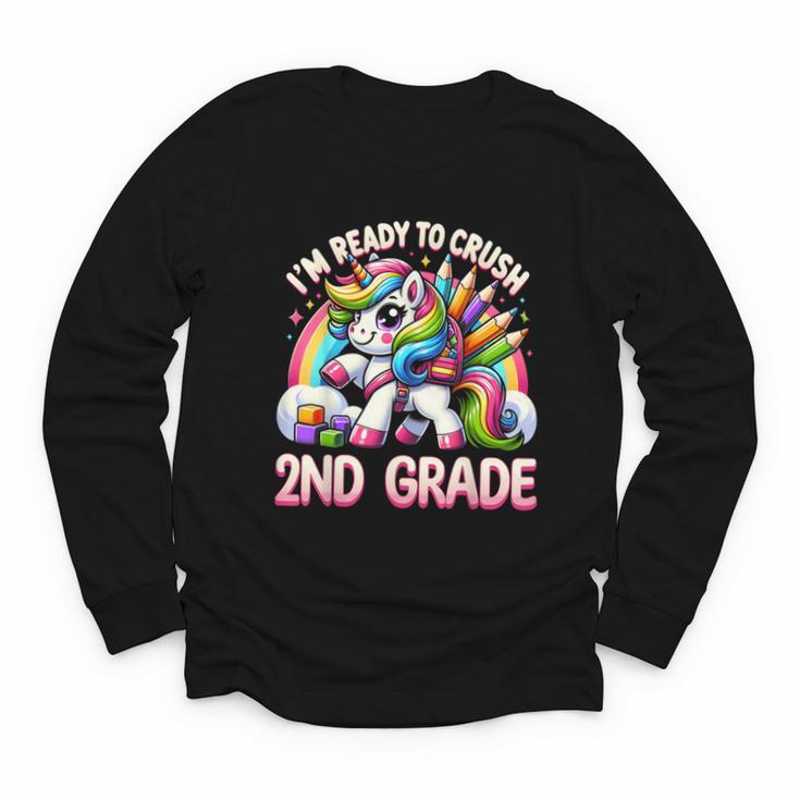 Crush 2nd Grade Girls Back To School Unicorn First Day Cute Youth Long Sleeve Tee