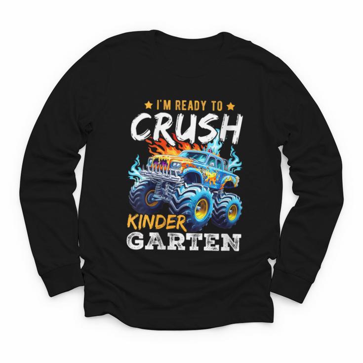 Crush Kindergarten Monster Truck Back To School Boys Youth Long Sleeve Tee
