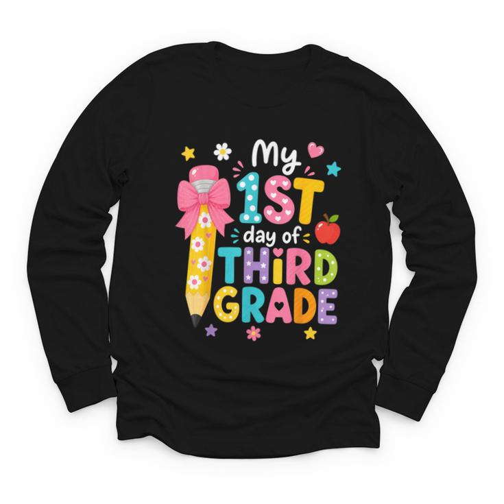 Cute My 1st Day Of Third Grade Pencil Back To School Girls Youth Long Sleeve Tee