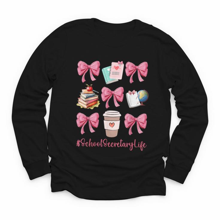 Cute Coquette Bows School Secretary Life Back To School Youth Long Sleeve Tee