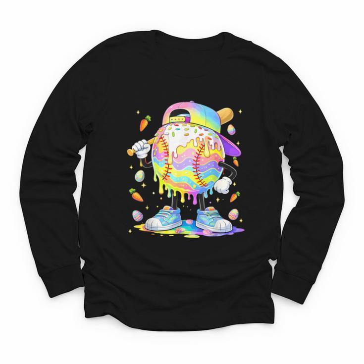 Cute Easter Baseball Ice Cream Boys Girls Kids Youth Long Sleeve Tee
