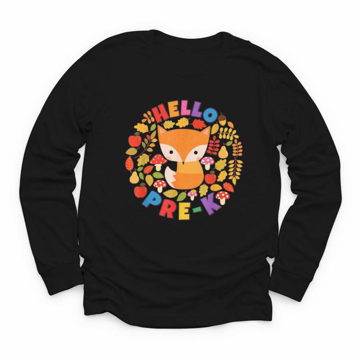 Cute Fox Back To School Woodland Animal Pre-K Youth Long Sleeve Tee
