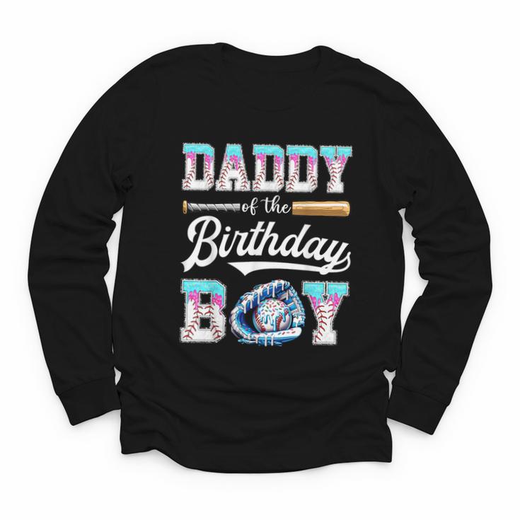 Daddy Of The Birthday Boy Baseball Ice Cream Drip Matching Youth Long Sleeve Tee