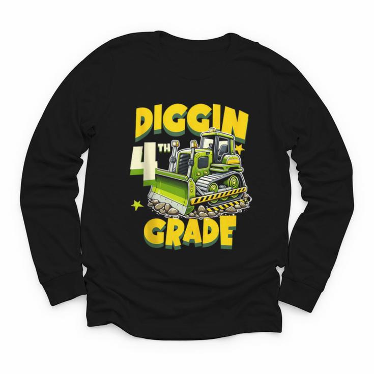 Diggin 4th Grade Bulldozer Back To School Youth Long Sleeve Tee