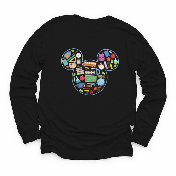 Disney Mickey And Friends Back To School Supplies Logo Fill Youth Long Sleeve Tee
