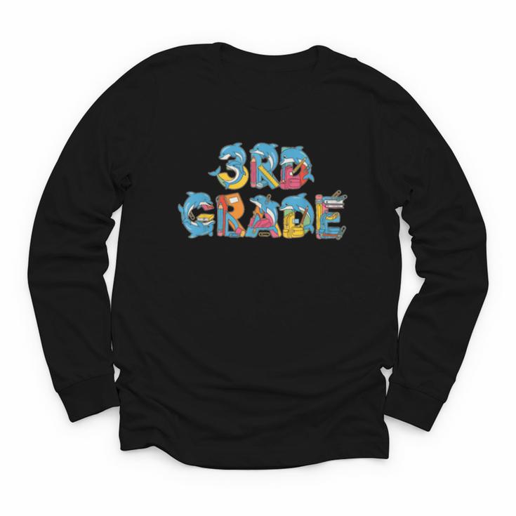 Dolphin Third Grade Back To School Kids Boys Girls Youth Long Sleeve Tee
