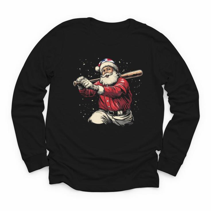 Dominican Santa Christmas Beisbol Baseball Dominicano Youth Long Sleeve Tee