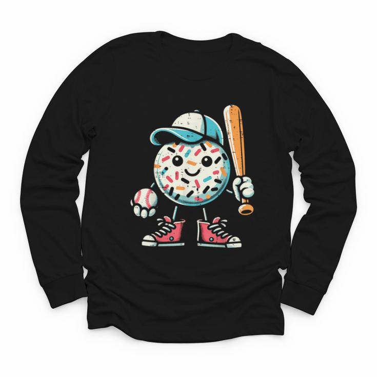 Donut Baseball Hat Ball Bat Cute Sport Toddler Boys Kids Men Youth Long Sleeve Tee