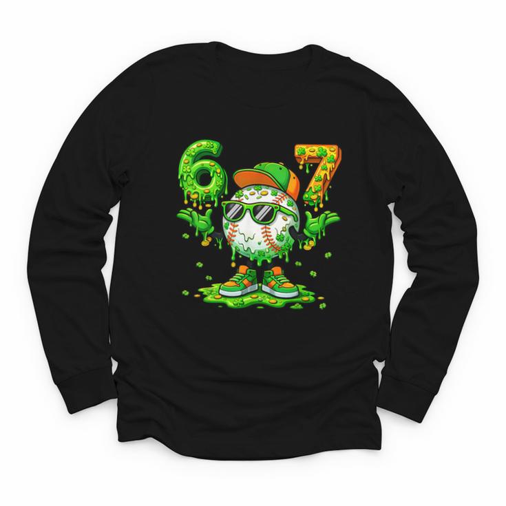 Drip Baseball Irish Shamrock St Patricks Men Boy Kid Youth Long Sleeve Tee