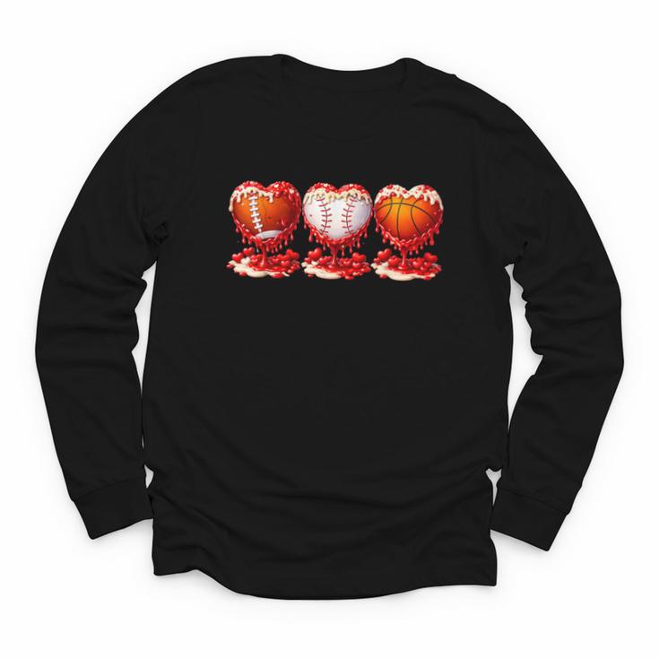 Drip Valentines Day Basketball Baseball Football Boy Men Kid Youth Long Sleeve Tee