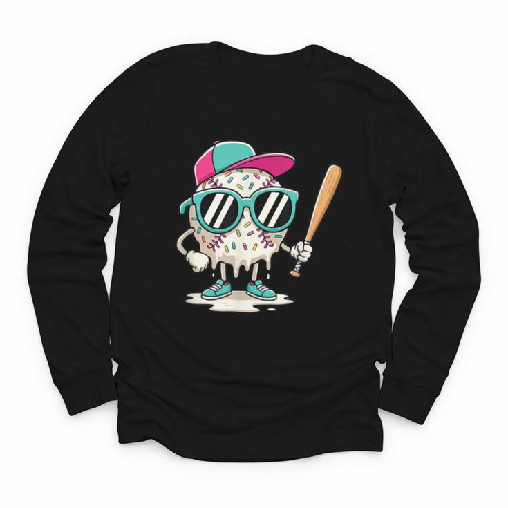 Dripping Baseball Baseball Lover Player Baseballer Youth Long Sleeve Tee