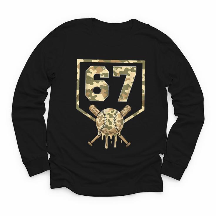 Dripping Camo 67 Baseball Ice Cream Drip 6-7 Six Seven Boy Youth Long Sleeve Tee