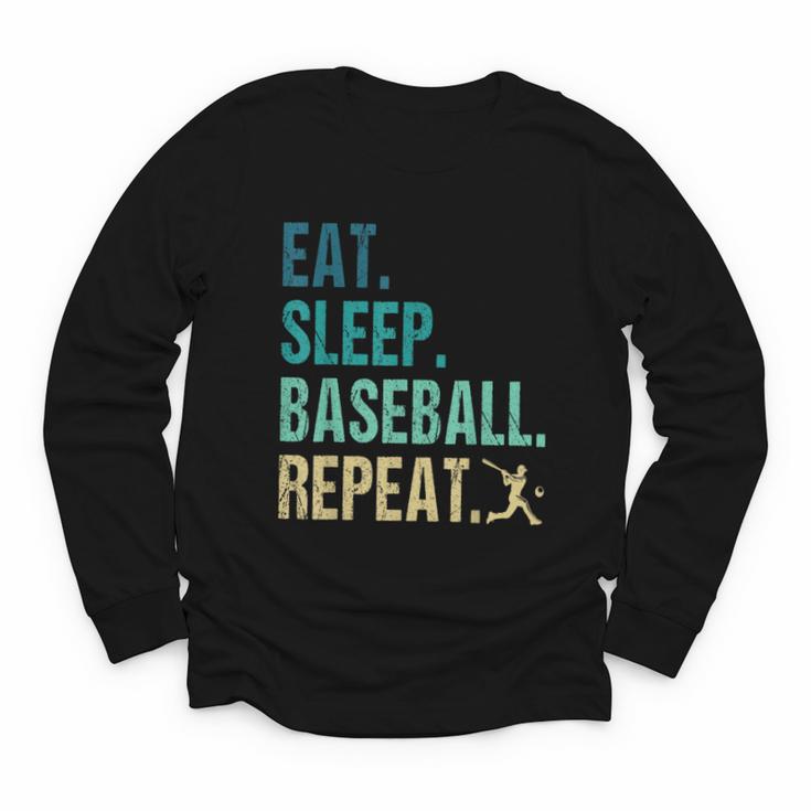 Eat Sleep Baseball Repeat Baseball Player Baseball Youth Long Sleeve Tee
