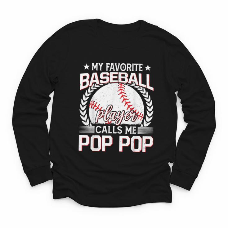 My Favorite Baseball Player Calls Me Pop Pop Youth Long Sleeve Tee