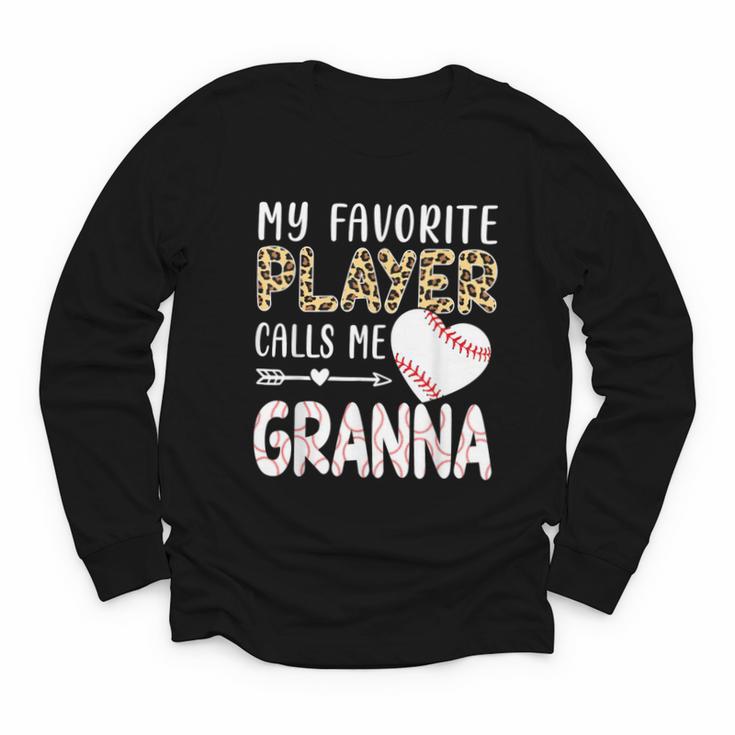 My Favorite Player Calls Me Granna Baseball Leopard Youth Long Sleeve Tee