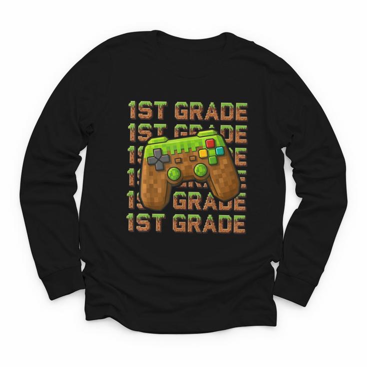 First Day Of 1st Grade Level Begins Back To School Girl Boy Youth Long Sleeve Tee