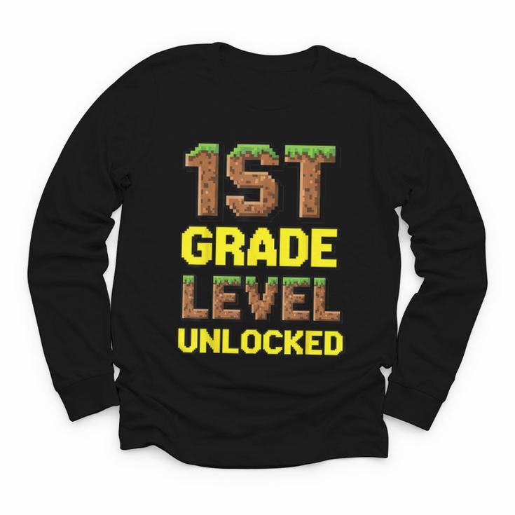 First Day Of 1st Grade Level Unlocked Back To School For Boy Youth Long Sleeve Tee