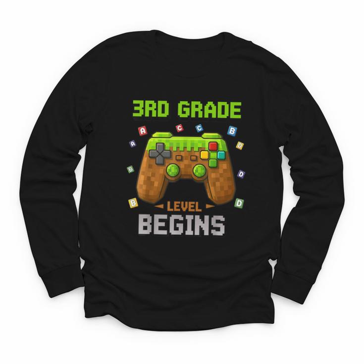 First Day Of 3rd Grade Level Begins Back To School Boy Youth Long Sleeve Tee