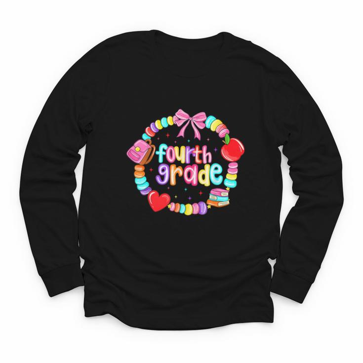 First Day Of 4th Grade Friendship Bracelet Back To School Youth Long Sleeve Tee