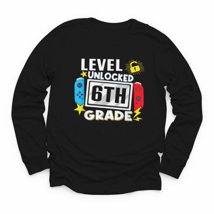 First Day Of 6th Grade Level Unlocked Game Back To School Youth Long Sleeve Tee