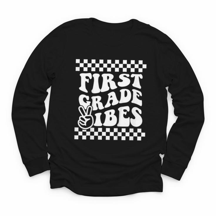 First Day Of First Grade Vibes Girls Back To School Boys Youth Long Sleeve Tee