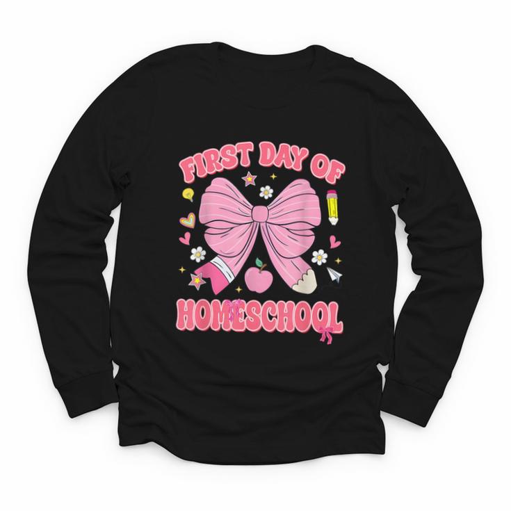 First Day Of Homeschool Coquette Back To School Girls Youth Long Sleeve Tee